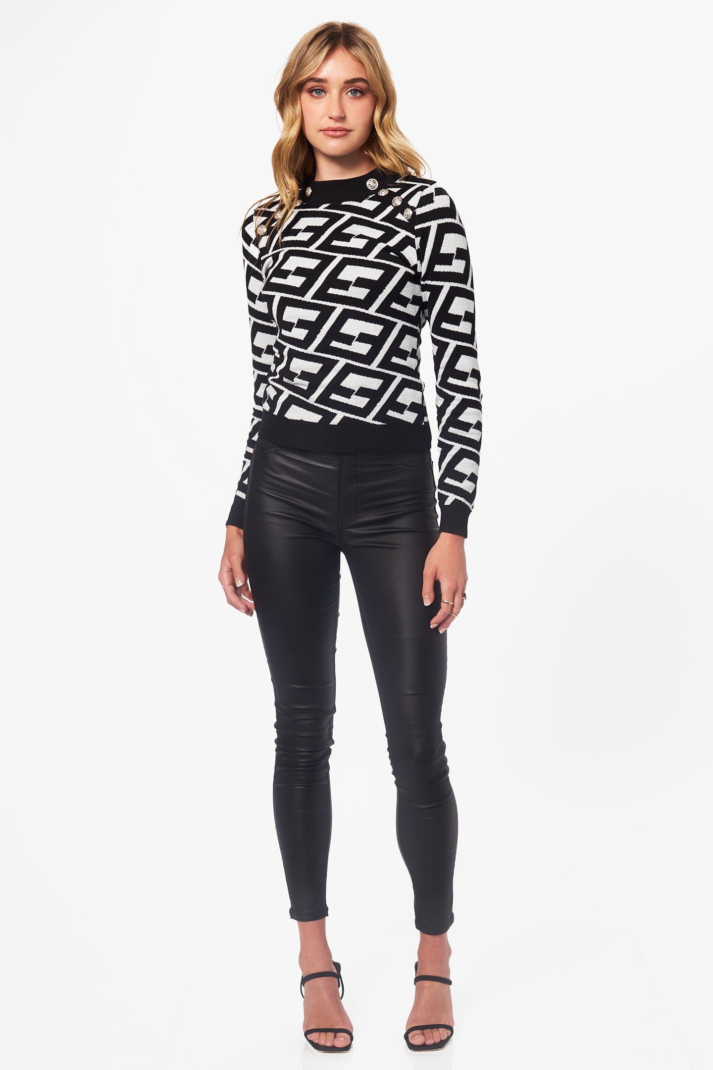 Olivia Mock Neckline Shimmering Sweater Top